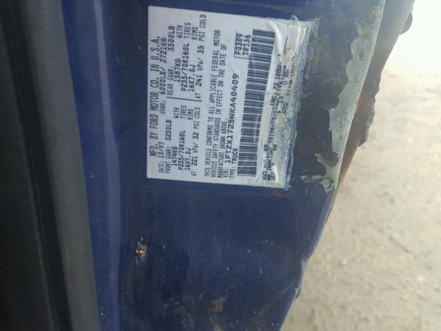 1FTZX1725WKA40409 - 1998 FORD F150 BLUE photo 10