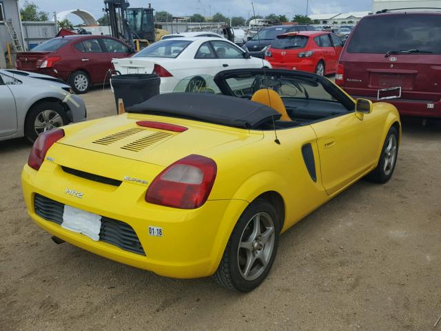 JTDFR320410028321 - 2001 TOYOTA MR2 SPYDER YELLOW photo 4