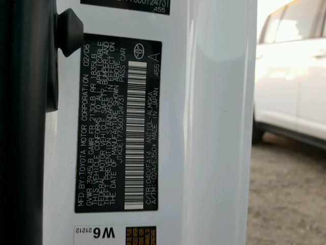 JTKDE177360124731 - 2006 TOYOTA SCION TC 白色 照片 10