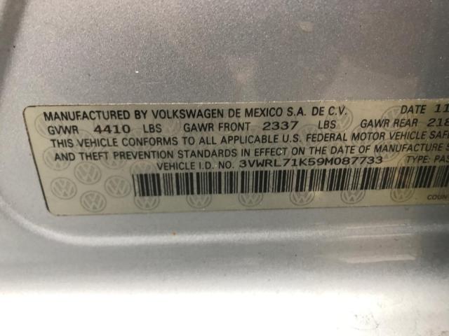 3VWRL71K59M087733 - 2009 VOLKSWAGEN JETTA TDI SILVER photo 10