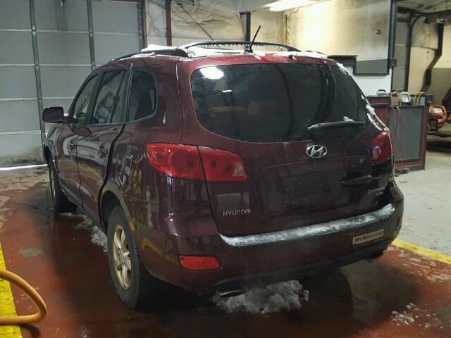 5NMSG73D67H044896 - 2007 HYUNDAI SANTA FE G BURGUNDY photo 3