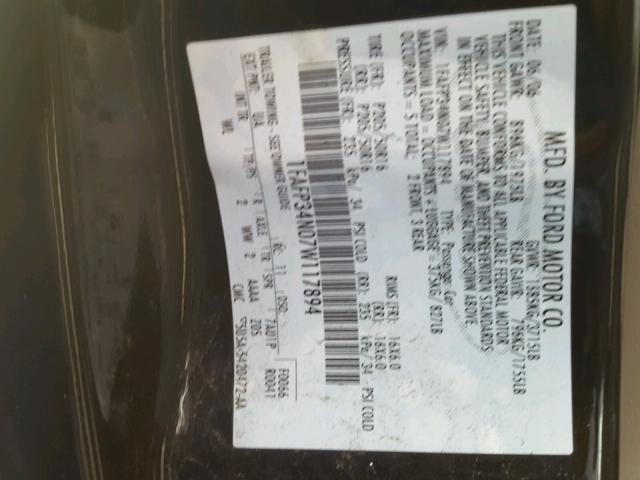 1FAFP34N07W117894 - 2007 FORD FOCUS ZX4 BLACK photo 10