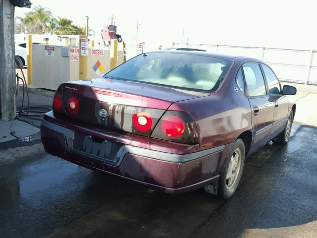2G1WF55E749337862 - 2004 CHEVROLET IMPALA 勃艮第红 照片 4