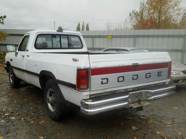 1B7KE2689MS276240 - 1991 DODGE D-SERIES D WHITE photo 3