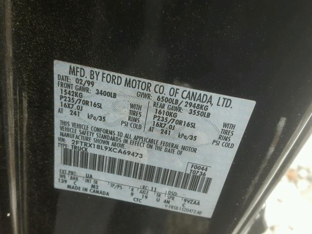 2FTRX18L9XCA69473 - 1999 FORD F150 Niebieski zdjęcie 10