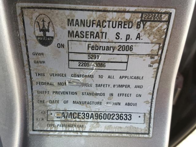 ZAMCE39A960023633 - 2006 MASERATI QUATTROPOR SILVER photo 10