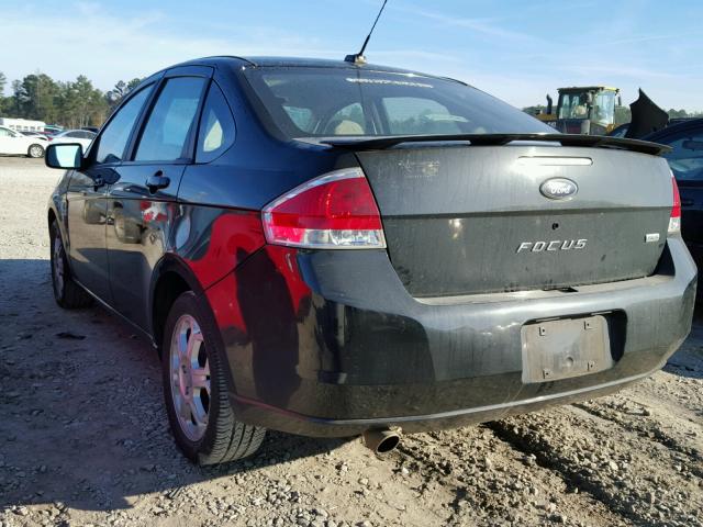 1FAHP35N08W133702 - 2008 FORD FOCUS SE BLACK photo 3