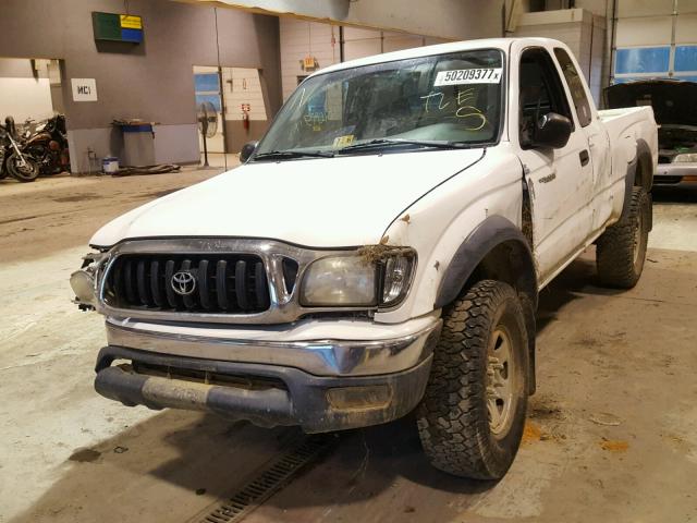 5TEWM72N91Z787774 - 2001 TOYOTA TACOMA XTR WHITE photo 2