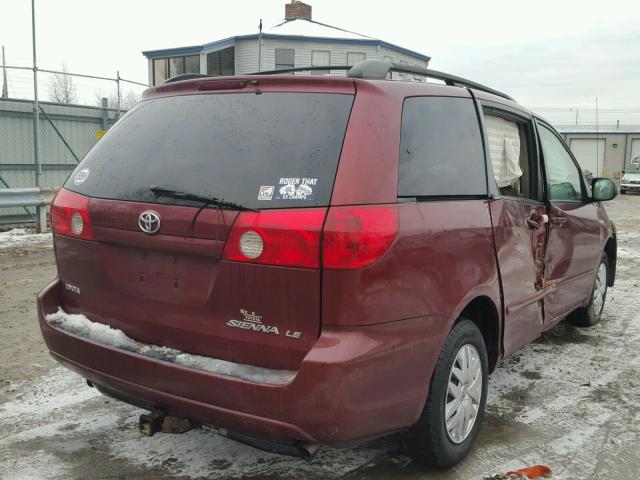 5TDZK23C47S017152 - 2007 TOYOTA SIENNA CE RED photo 4