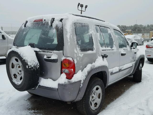 1J4GL48K54W110607 - 2004 JEEP LIBERTY SP SILVER photo 4