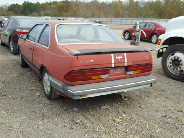 1FABP33S7HK261926 - 1987 FORD TEMPO SPOR RED photo 3