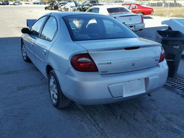 1B3ES56C65D130879 - 2005 DODGE NEON SXT SILVER photo 3