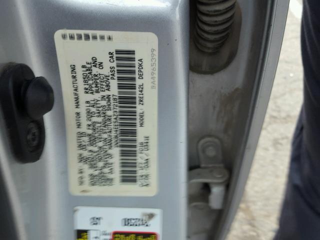 1NXBU4EE5AZ372187 - 2010 TOYOTA COROLLA BA SILVER photo 10