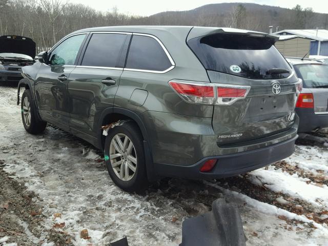 5TDBKRFH5ES010323 - 2014 TOYOTA HIGHLANDER GREEN photo 3