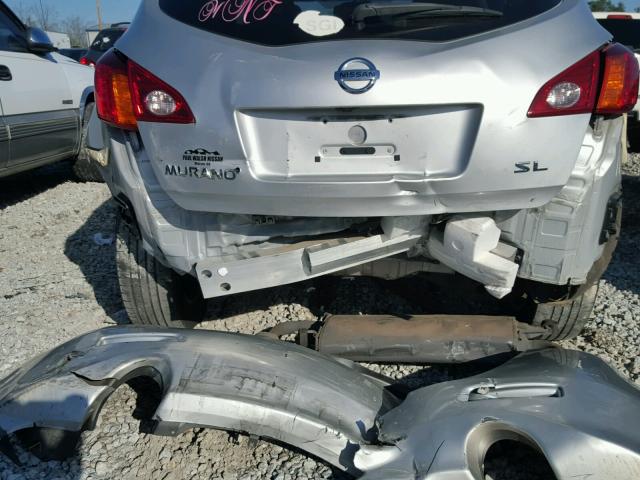 JN8AZ18U29W009076 - 2009 NISSAN MURANO S SILVER photo 9