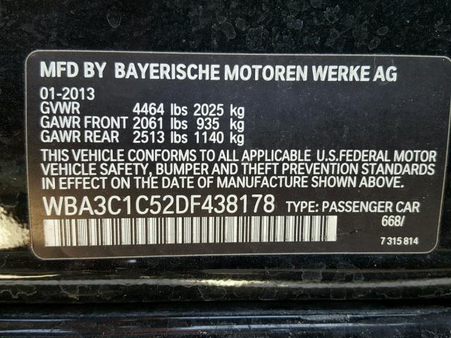 WBA3C1C52DF438178 - 2013 BMW 328 I SULE BLACK photo 10