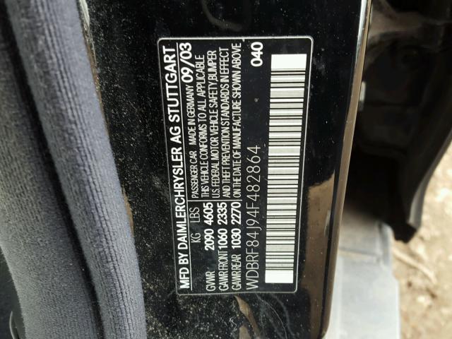 WDBRF84J94F482864 - 2004 MERCEDES-BENZ C 320 4MAT BLACK photo 10