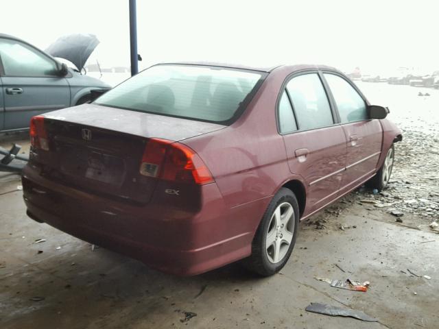 1HGES26754L016362 - 2004 HONDA CIVIC EX BURGUNDY photo 4