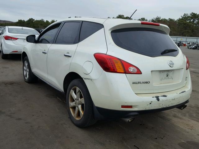 JN8AZ18WX9W125921 - 2009 NISSAN MURANO S WHITE photo 3