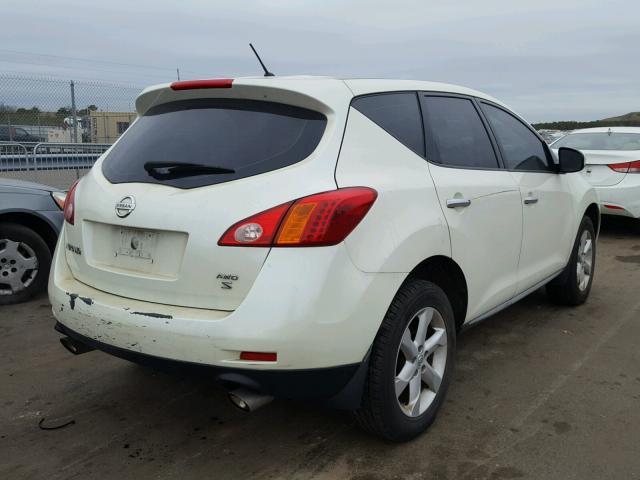 JN8AZ18WX9W125921 - 2009 NISSAN MURANO S WHITE photo 4