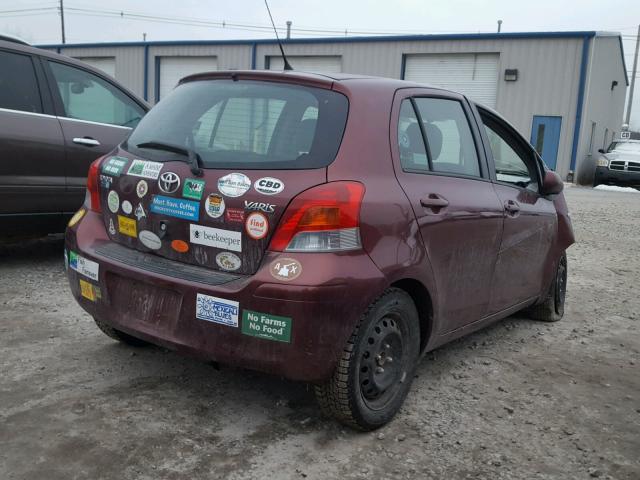 JTDKT903495238948 - 2009 TOYOTA YARIS MAROON photo 4