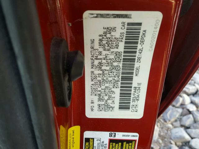 5YFBU4EE6DP182565 - 2013 TOYOTA COROLLA BA RED photo 10