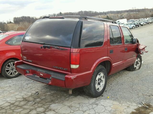 1GNDT13W72K179067 - 2002 CHEVROLET BLAZER MAROON photo 4