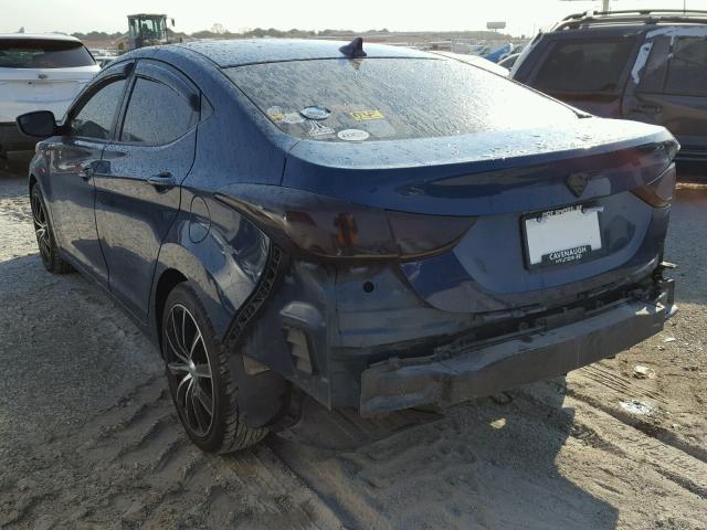 KMHDH4AE0EU212937 - 2014 HYUNDAI ELANTRA SE BLUE photo 3