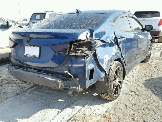 KMHDH4AE0EU212937 - 2014 HYUNDAI ELANTRA SE BLUE photo 4