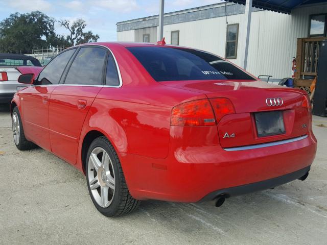 WAUAF78E67A237749 - 2007 AUDI A4 2 RED photo 3