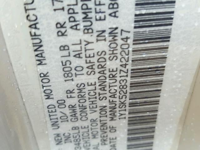 1Y1SK52831Z422047 - 2001 CHEVROLET GEO PRIZM 银色 照片 10