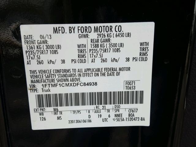 1FTMF1CMXDFC84938 - 2013 FORD F150 GREEN photo 10