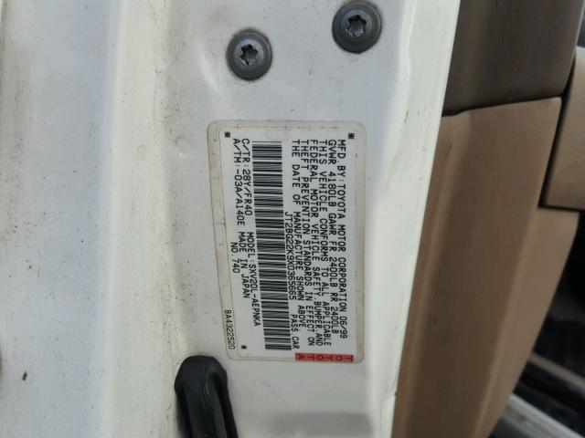 JT2BG22K9X0365665 - 1999 TOYOTA CAMRY LE WHITE photo 10