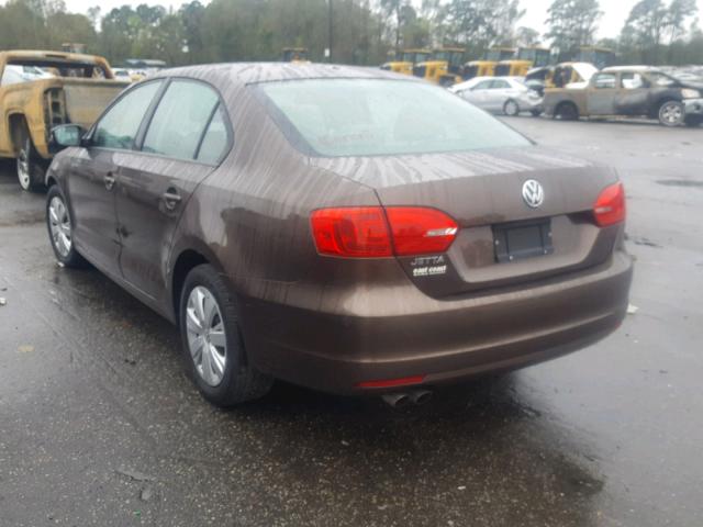 3VW2K7AJ8CM336626 - 2012 VOLKSWAGEN JETTA BASE BROWN photo 3