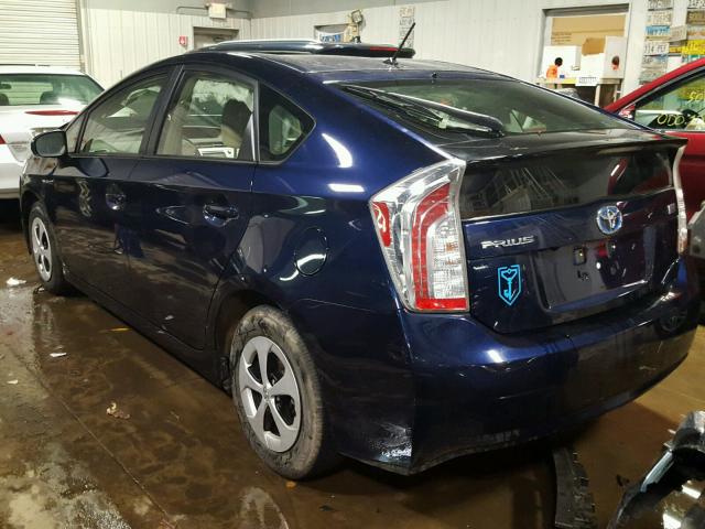 JTDKN3DU5F0455783 - 2015 TOYOTA PRIUS BLUE photo 3