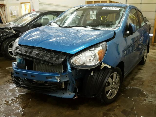 ML32A4HJ7FH038669 - 2015 MITSUBISHI MIRAGE ES BLUE photo 2