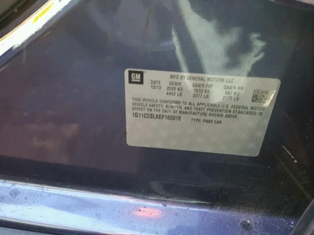 1G11C5SLXEF183016 - 2014 CHEVROLET MALIBU 1LT 蓝色 照片 10