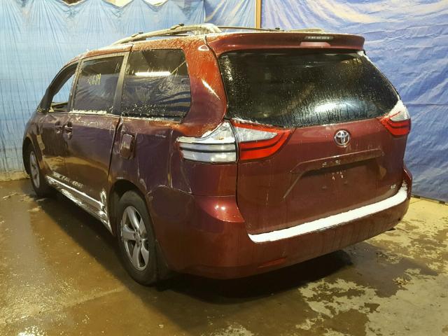 5TDKK3DC7FS671695 - 2015 TOYOTA SIENNA LE RED photo 3