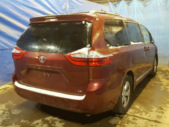 5TDKK3DC7FS671695 - 2015 TOYOTA SIENNA LE RED photo 4