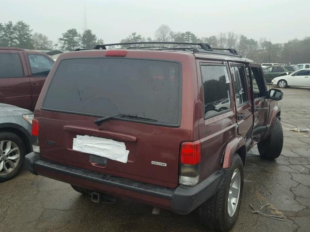 1J4FF48SX1L525261 - 2001 JEEP CHEROKEE S BURGUNDY photo 4