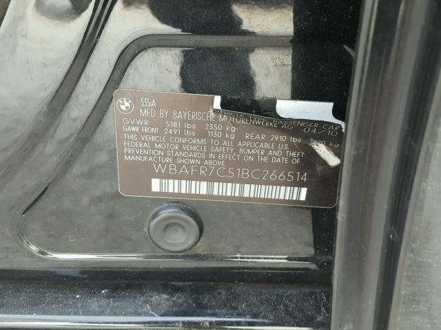 WBAFR7C51BC266514 - 2011 BMW 535 I BLACK photo 10