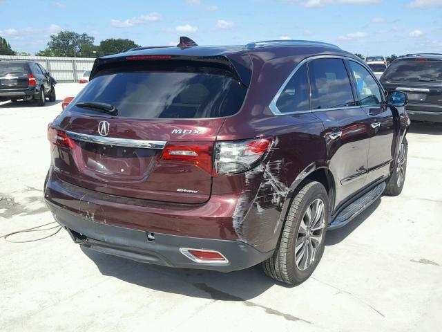 5FRYD4H49GB013071 - 2016 ACURA MDX TECHNO BURGUNDY photo 4
