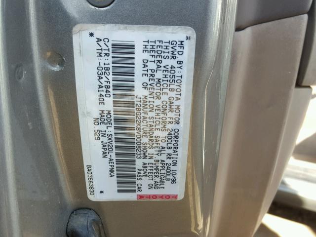 JT2BG22K8V0008233 - 1997 TOYOTA CAMRY LE GOLD photo 10