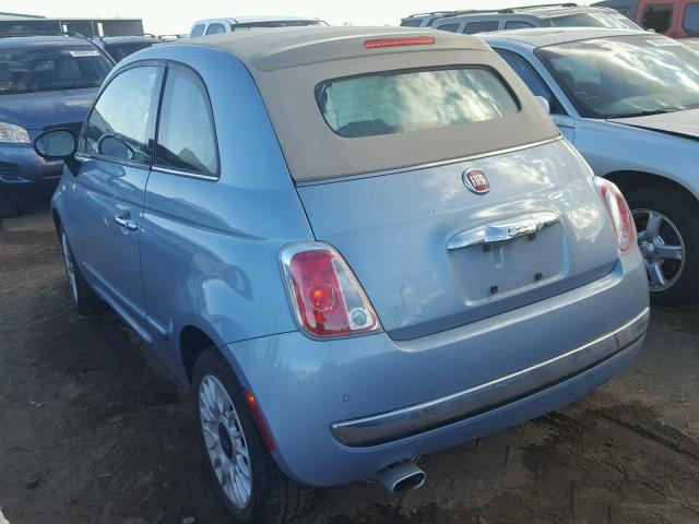 3C3CFFER5FT690494 - 2015 FIAT 500 LOUNGE BLUE photo 3