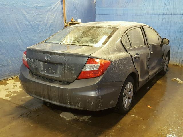 19XFB2F53CE312666 - 2012 HONDA CIVIC LX GRAY photo 4