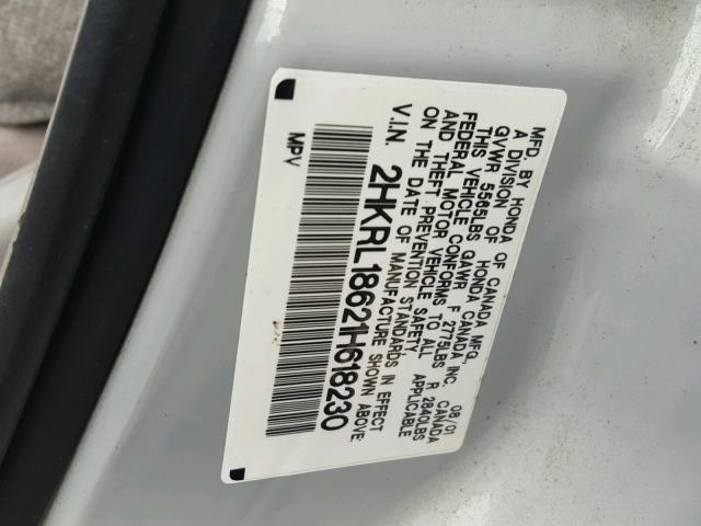 2HKRL18621H618230 - 2001 HONDA ODYSSEY EX SILVER photo 10