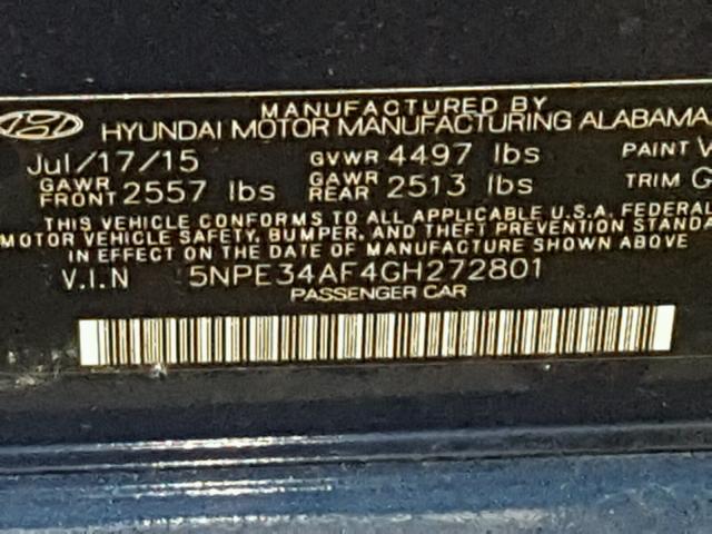 5NPE34AF4GH272801 - 2016 HYUNDAI SONATA SPO BLUE photo 10