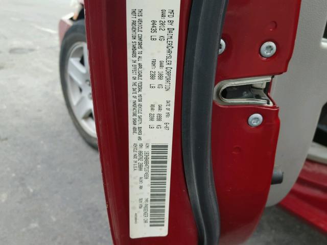 1B3HB48B47D374920 - 2007 DODGE CALIBER SX RED photo 10