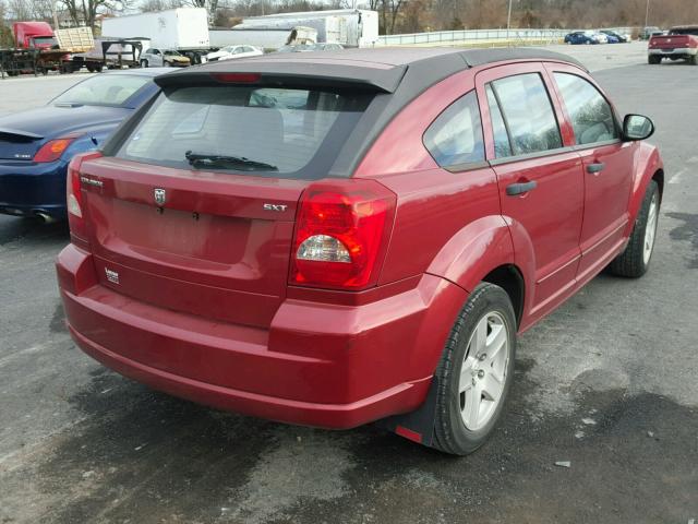 1B3HB48B47D374920 - 2007 DODGE CALIBER SX RED photo 4