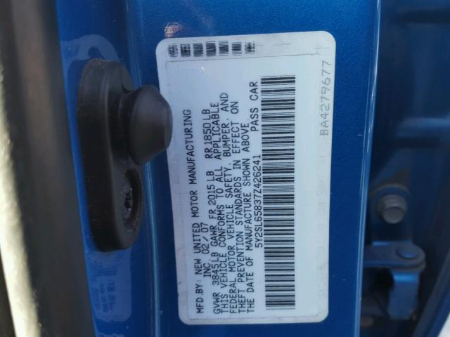 5Y2SL65837Z426241 - 2007 PONTIAC VIBE BLUE photo 10